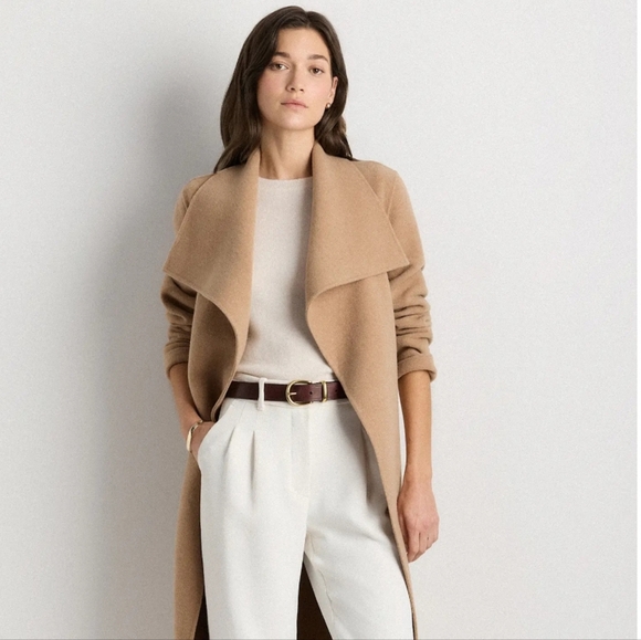 Quince Double-Faced Merino Wool Draped Collar Wrap Coat - NWOT - Picture 6 of 15